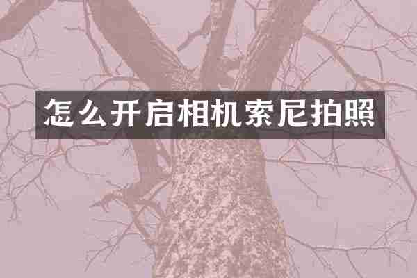 怎么开启相机索尼拍照