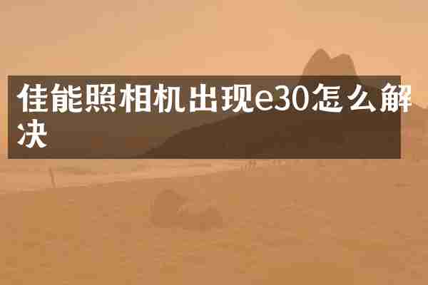 佳能照相机出现e30怎么解决