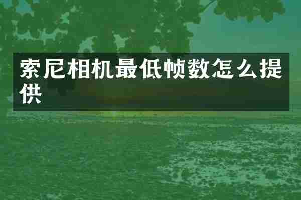 索尼相机最低帧数怎么提供