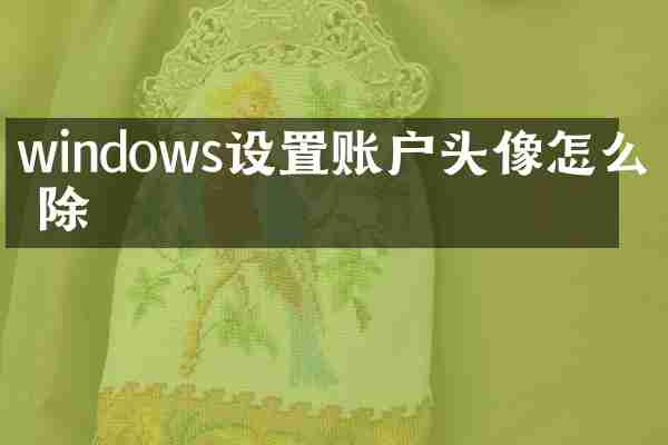 windows设置账户头像怎么删除