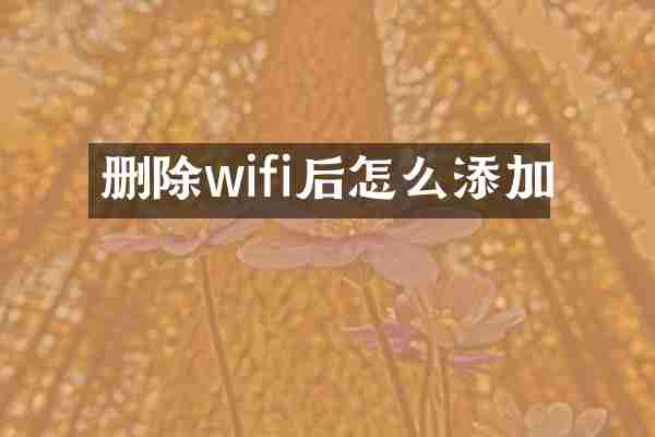 删除wifi后怎么添加