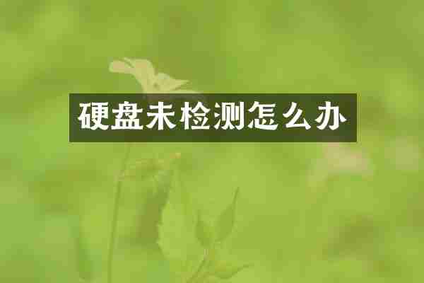 硬盘未检测怎么办