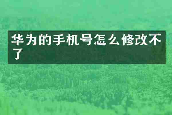 华为的手机号怎么修改不了