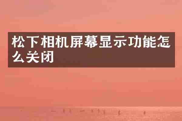 松下相机屏幕显示功能怎么关闭