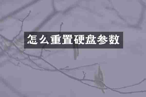 怎么重置硬盘参数