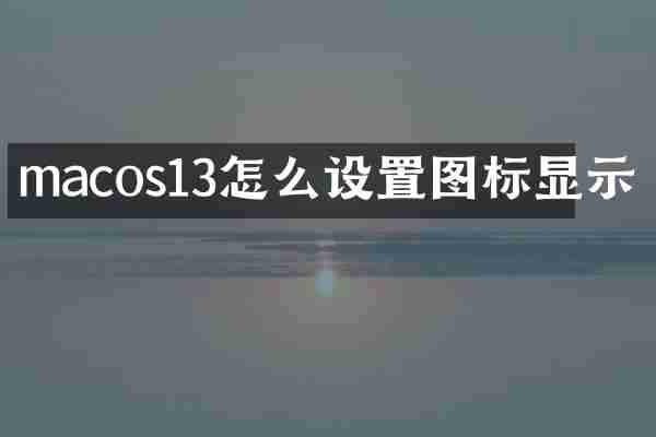 macos13怎么设置图标显示