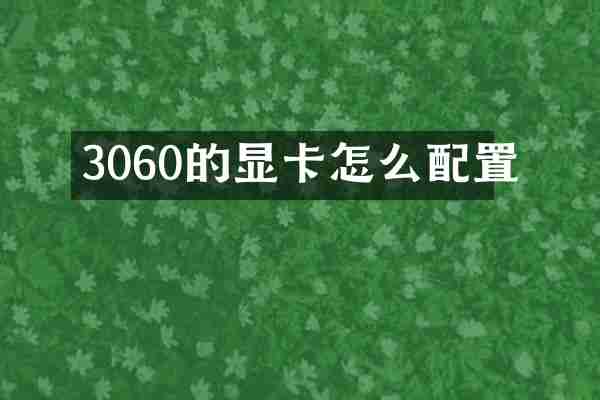 3060的显卡怎么配置