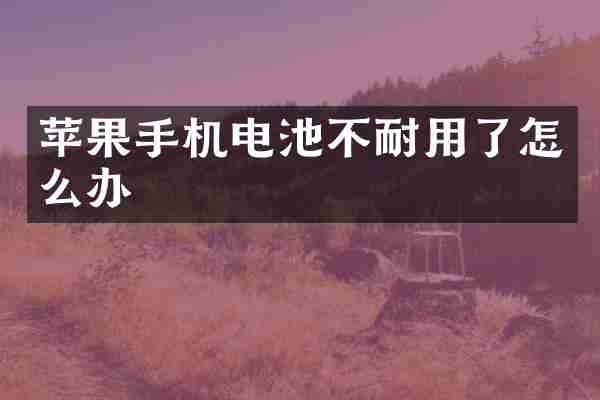 苹果手机电池不耐用了怎么办