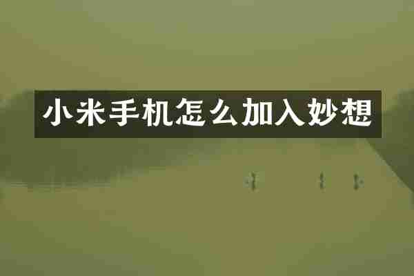 小米手机怎么加入妙想