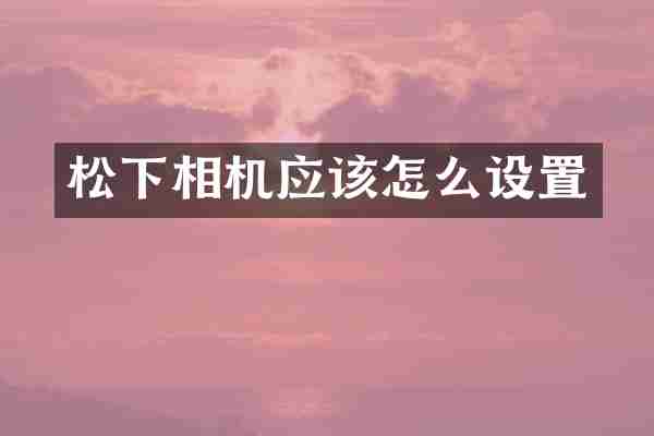 松下相机应该怎么设置