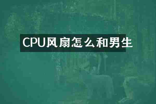 CPU风扇怎么和男生