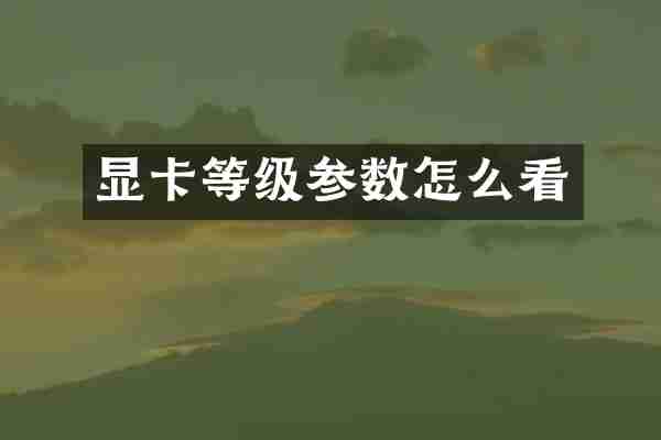 显卡等级参数怎么看