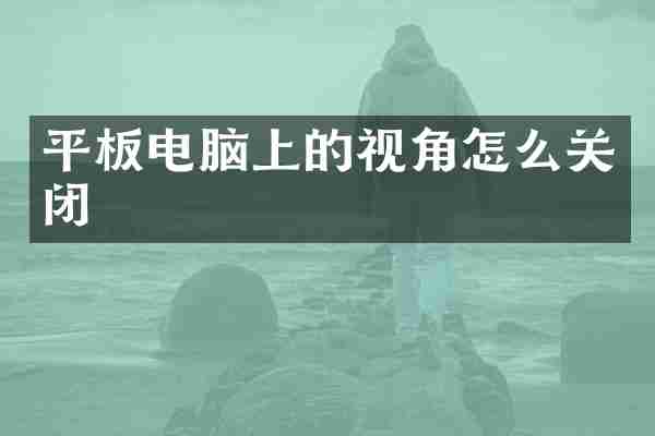 平板电脑上的视角怎么关闭