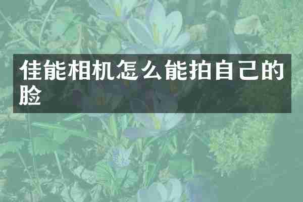 佳能相机怎么能拍自己的脸