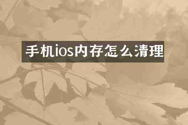 手机ios内存怎么清理