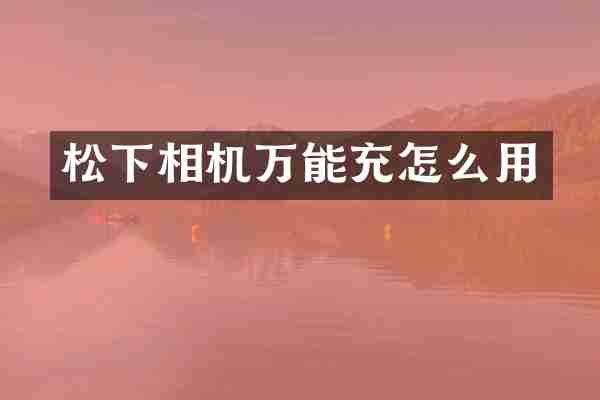 松下相机万能充怎么用