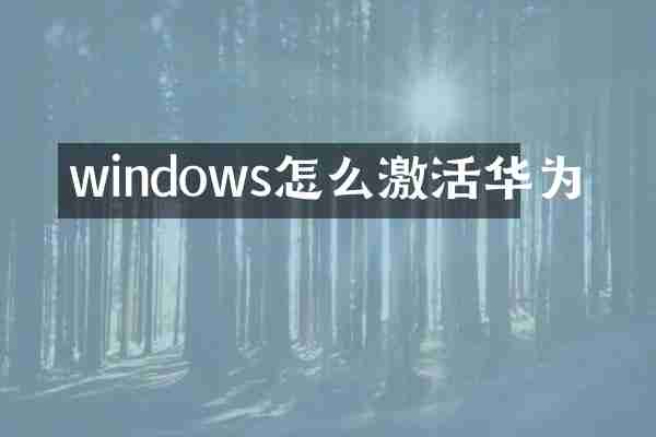 windows怎么激活华为