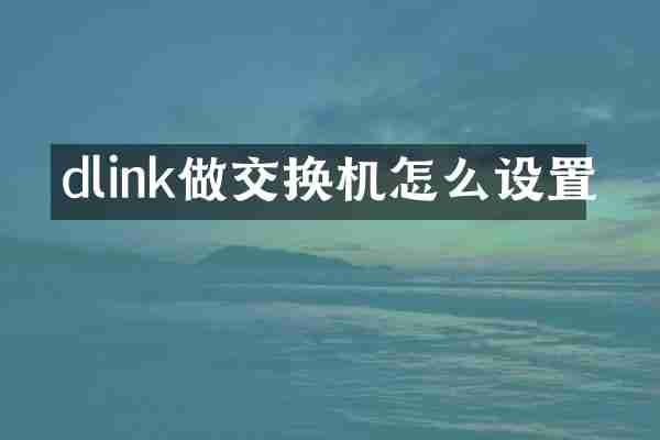 dlink做交换机怎么设置