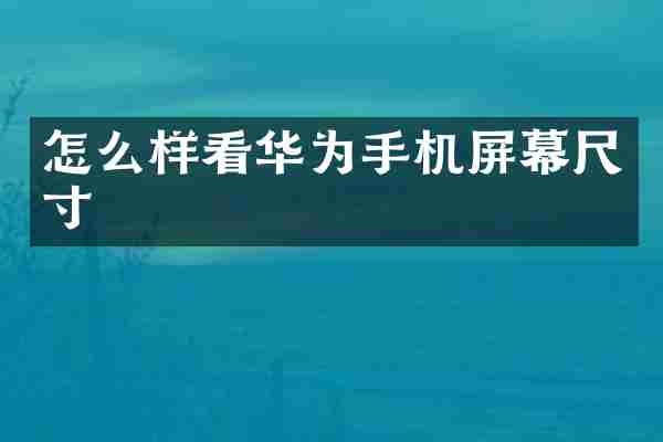 怎么样看华为手机屏幕尺寸