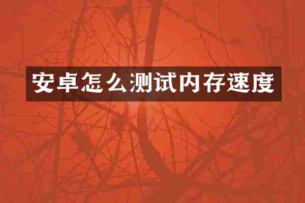 安卓怎么测试内存速度