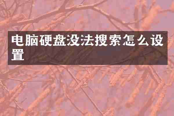 电脑硬盘没法搜索怎么设置