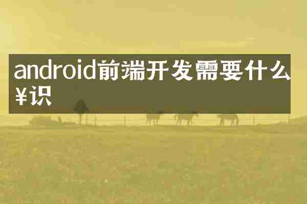 android前端开发需要什么知识