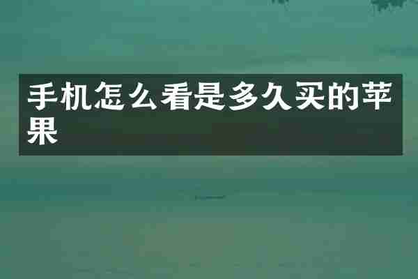 手机怎么看是多久买的苹果