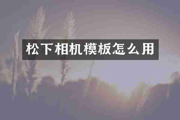 松下相机模板怎么用
