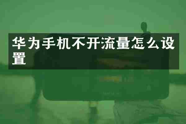华为手机不开流量怎么设置