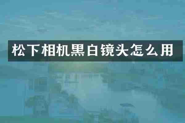 松下相机黑白镜头怎么用