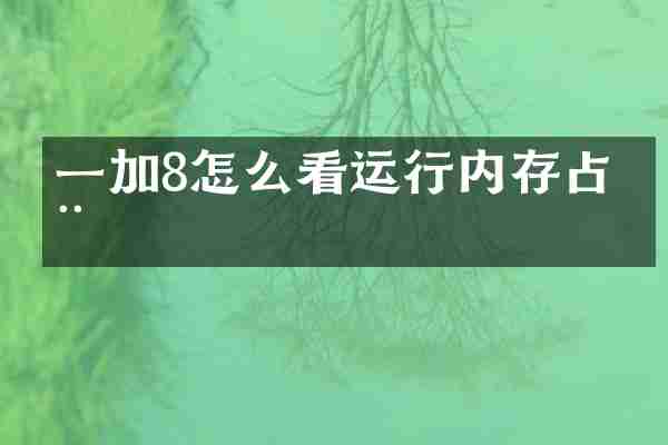一加8怎么看运行内存占用