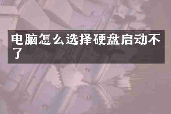 电脑怎么选择硬盘启动不了