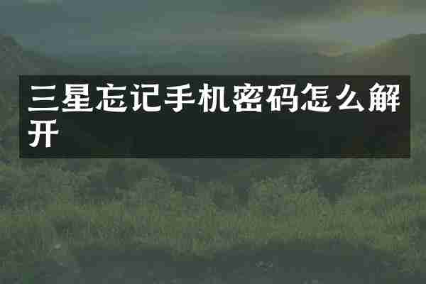 三星忘记手机密码怎么解开