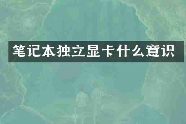 笔记本独立显卡什么意识