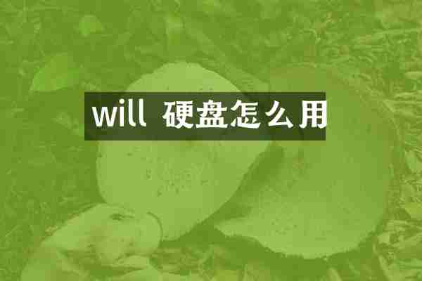will 硬盘怎么用