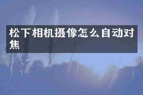 松下相机摄像怎么自动对焦