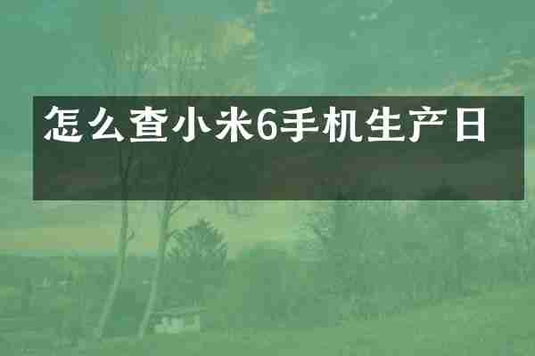 怎么查小米6手机生产日期