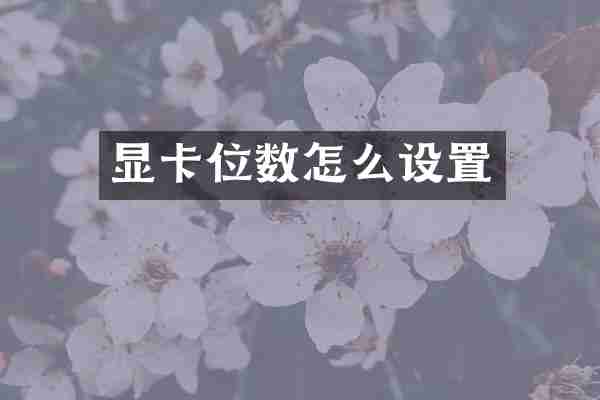 显卡位数怎么设置