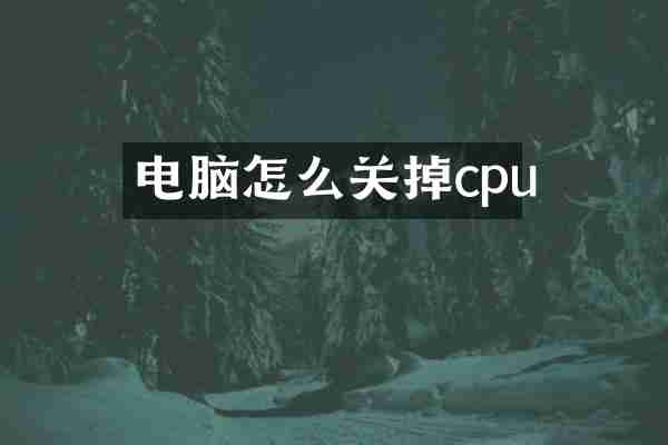 电脑怎么关掉cpu