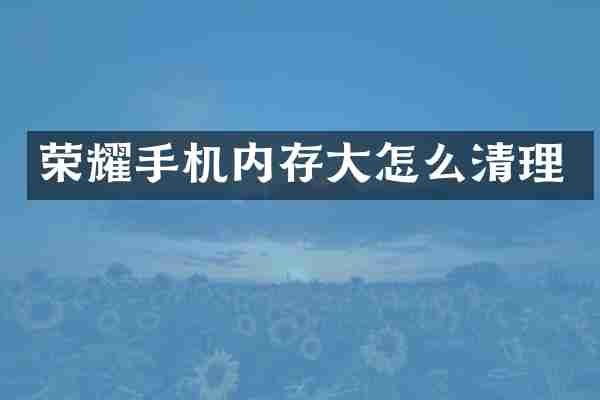 荣耀手机内存大怎么清理