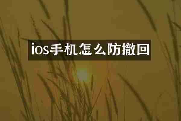 ios手机怎么防撤回
