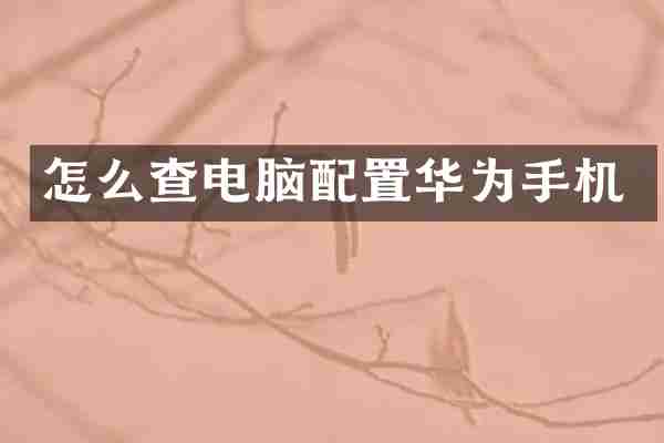 怎么查电脑配置华为手机
