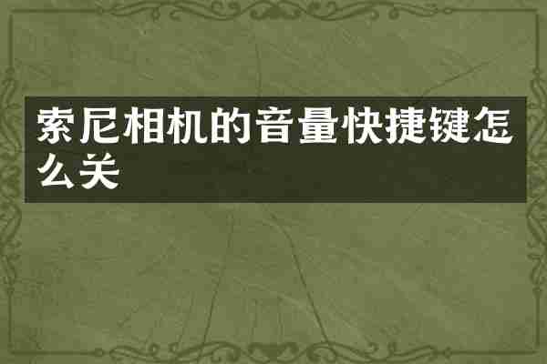 索尼相机的音量快捷键怎么关