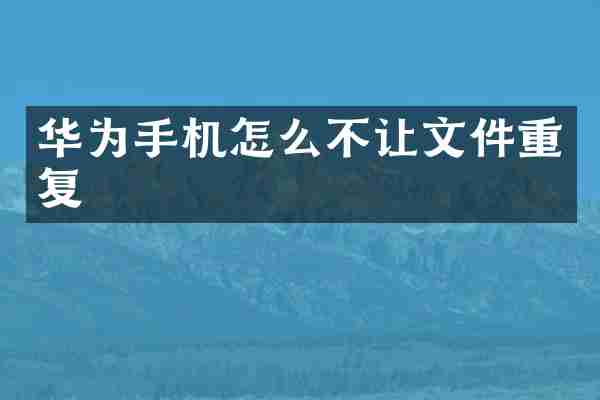 华为手机怎么不让文件重复