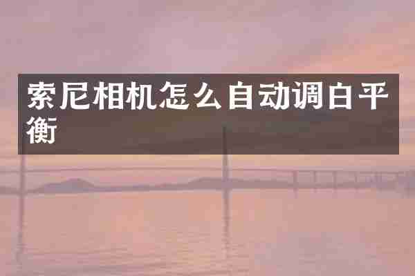 索尼相机怎么自动调白平衡