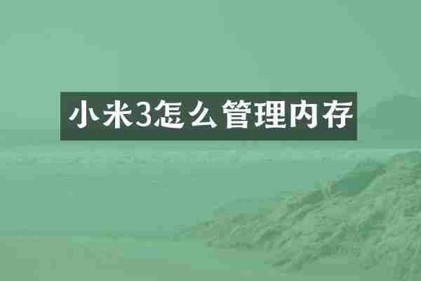 小米3怎么管理内存