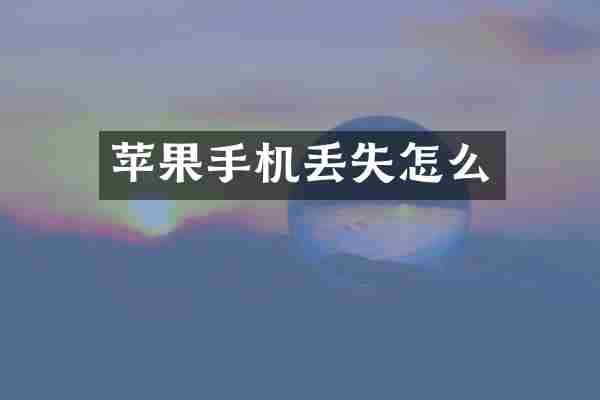 苹果手机丢失怎么