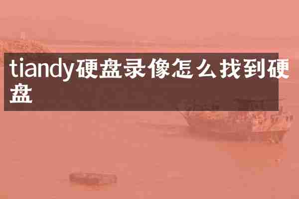 tiandy硬盘录像怎么找到硬盘