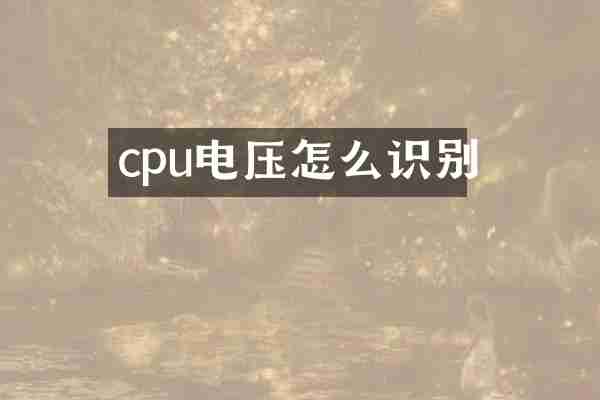 cpu电压怎么识别