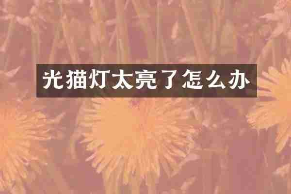光猫灯太亮了怎么办